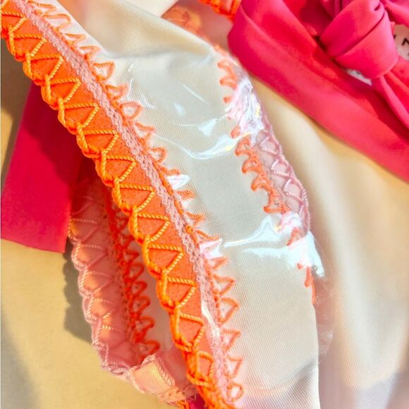 NWT Anthropologie pilyq platinum crochet trim pink tie bikini bottom - Picture 4 of 4